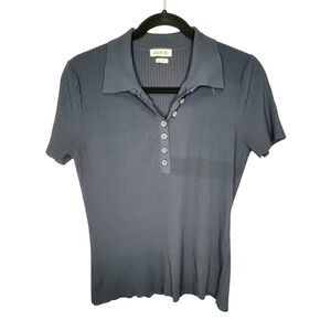 Women's Jason Wu,Ribbed Knit, Short Sleeve, Button up,Polo‎ Shirt-XL